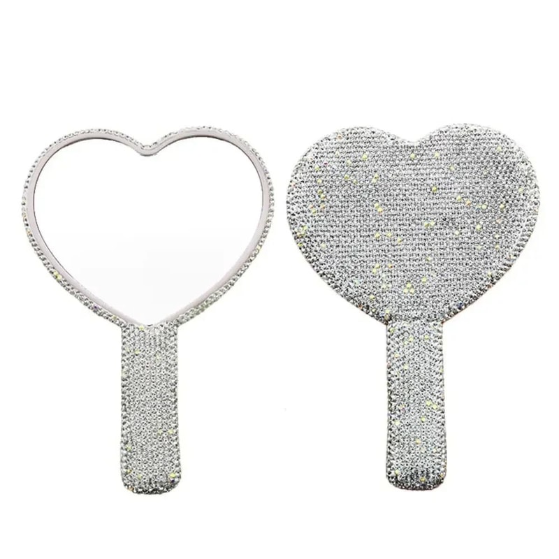 Shimmering Diamond Heart Handheld Vanity Mirror 1
