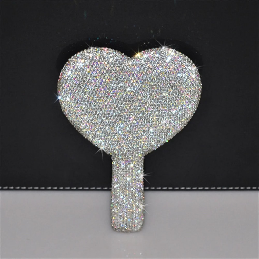 Shimmering Diamond Heart Handheld Vanity Mirror 7