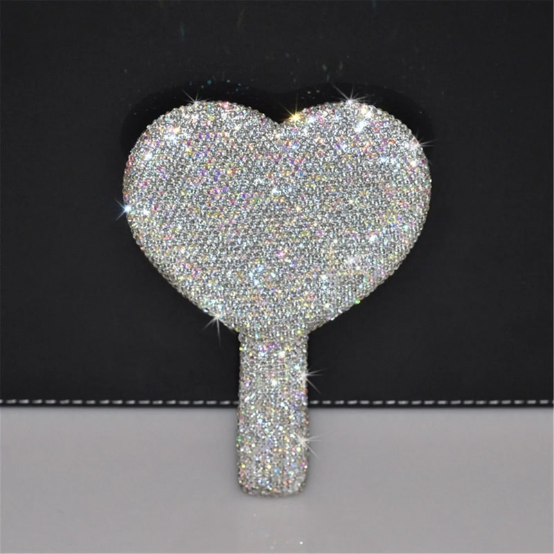 Shimmering Diamond Heart Handheld Vanity Mirror 7