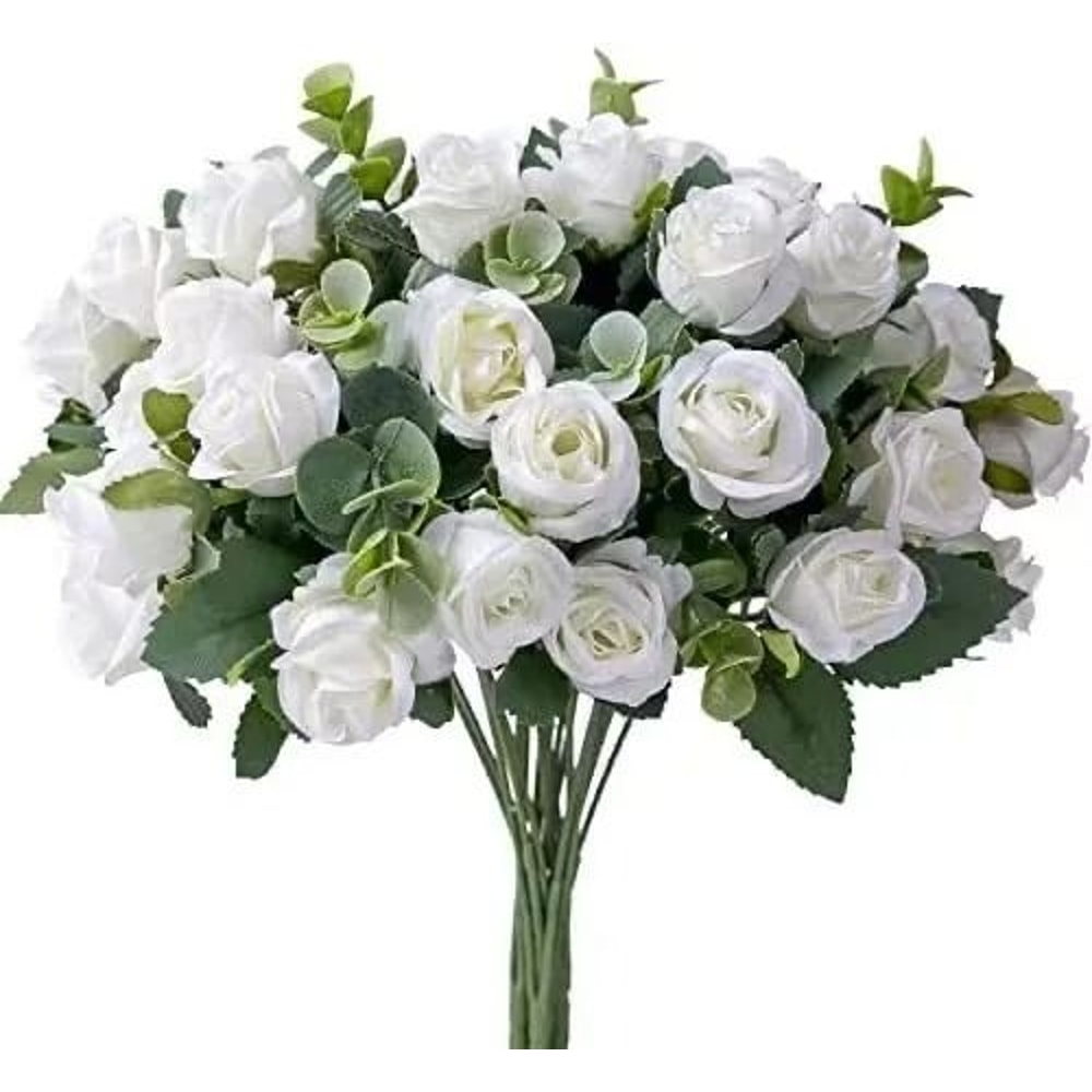 Grand Botanical Silk Rose Eucalyptus Bouquet 10