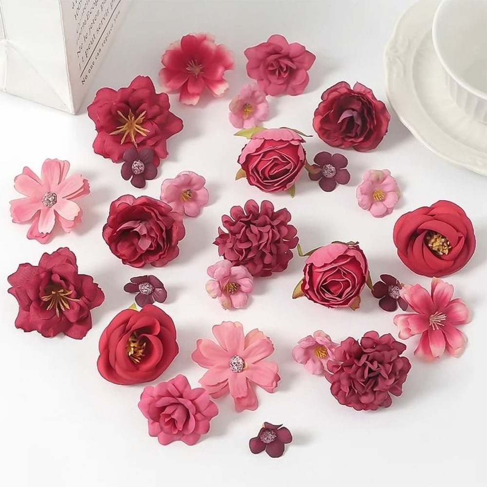Heritage Silk Mixed Rose Bouquet Heads 9