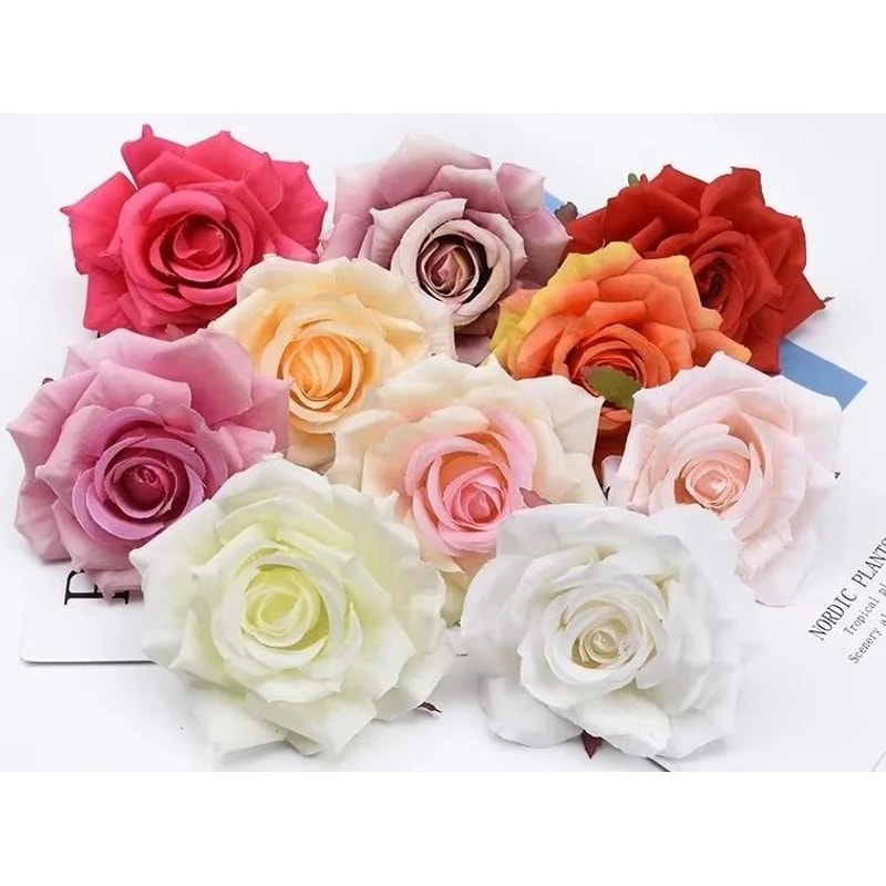 Heritage Silk Grand Rose Heads 10