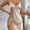 Luxe Silk Satin Lace Nightgown Elegant CrossBack Sleepwear 16