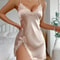 Luxe Silk Satin Lace Nightgown Elegant CrossBack Sleepwear 16