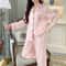 Luxe Frost Ice Silk Lounge Set Lightweight Long Sleeve Sleepwear 3