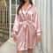 Satin Luxe Kimono Elegant VNeck Robe With Contrast Piping 7