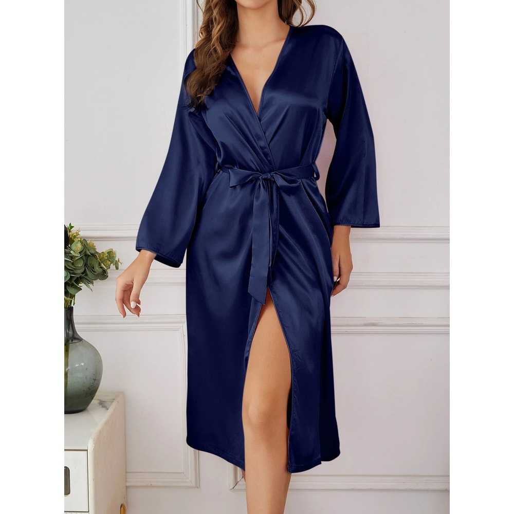Aura Silk Soft Long Sleeve Nightgown Elegant Draping Summer Loungewear 2