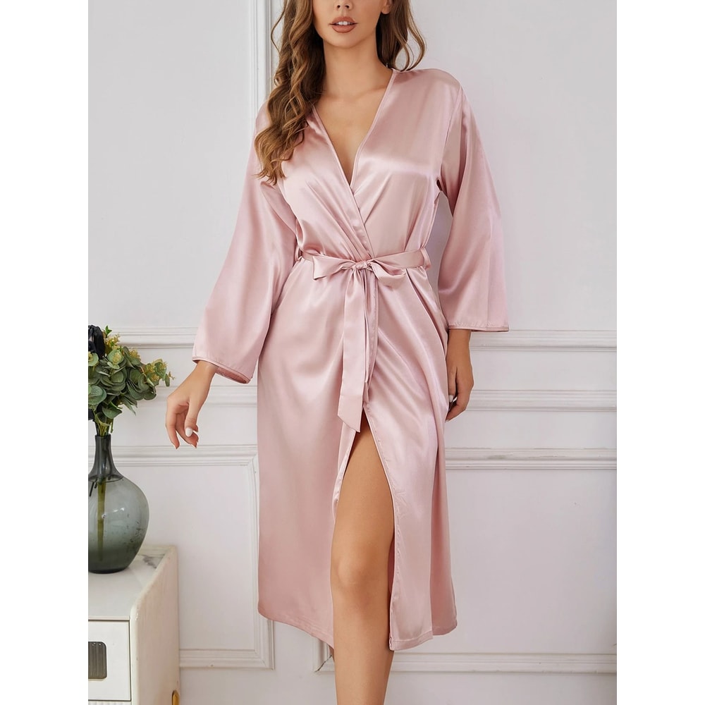 Aura Silk Soft Long Sleeve Nightgown Elegant Draping Summer Loungewear 3