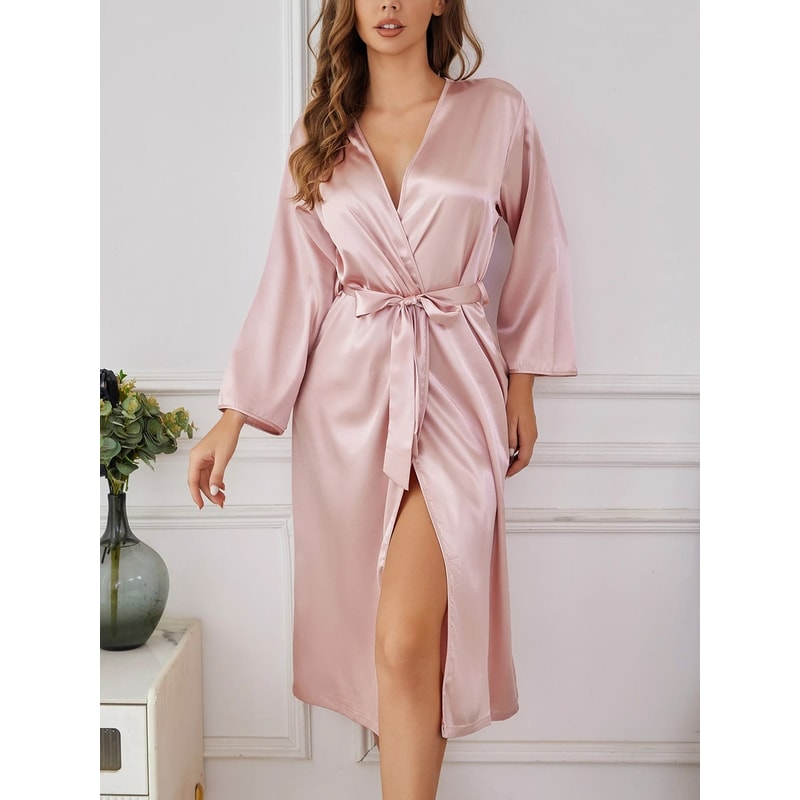 Aura Silk Soft Long Sleeve Nightgown Elegant Draping Summer Loungewear 3