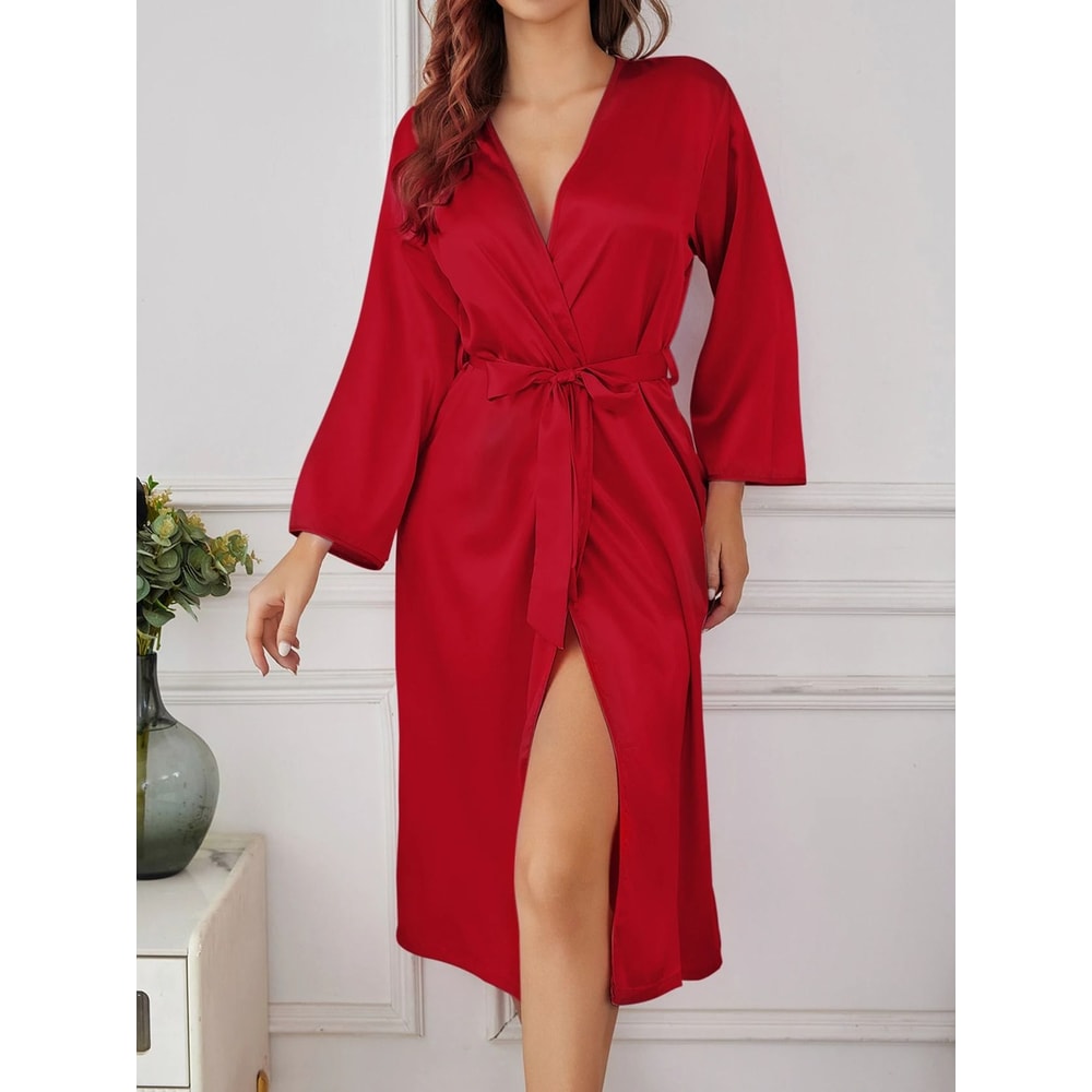 Aura Silk Soft Long Sleeve Nightgown Elegant Draping Summer Loungewear 5