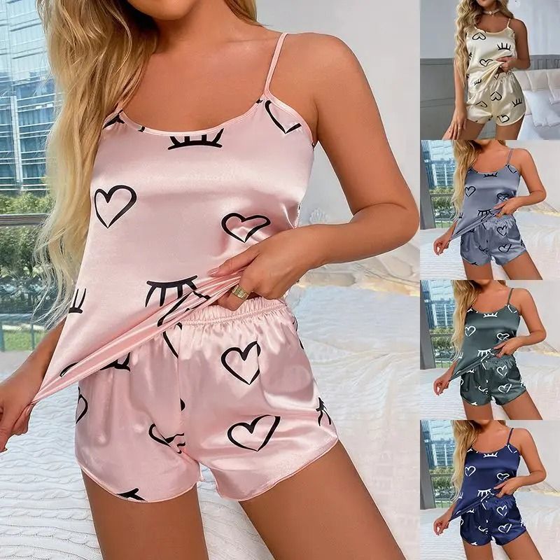 Sleeveless Pajama Set Lightweight Camisole And Shorts Loungewear 0