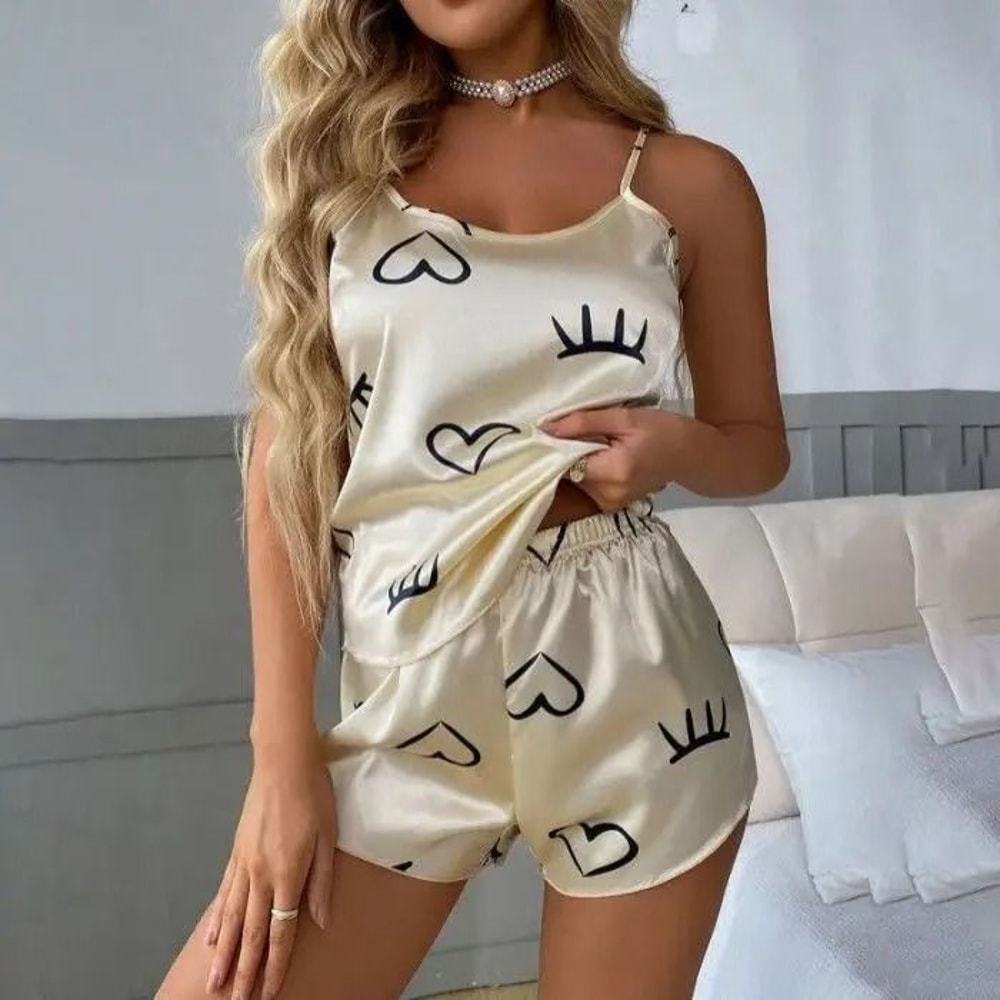 Sleeveless Pajama Set Lightweight Camisole And Shorts Loungewear 10