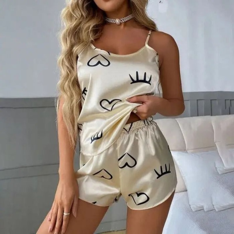 Sleeveless Pajama Set Lightweight Camisole And Shorts Loungewear 8