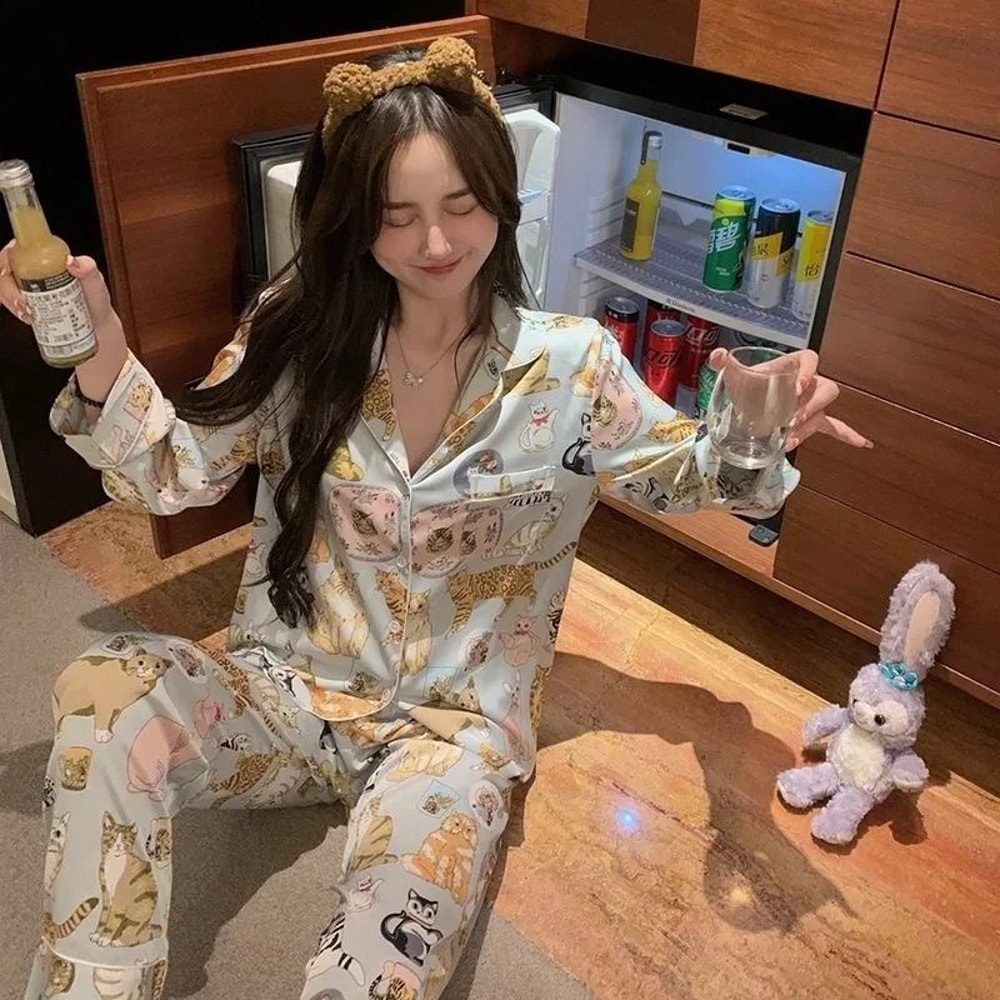 Cartoon Long Sleeve Pajama Set Comfortable Autumn Winter Loungewear 3