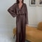 Blubelle SilkStyle Cardigan Pajama Set Loose Long Sleeve Home Clothing 1