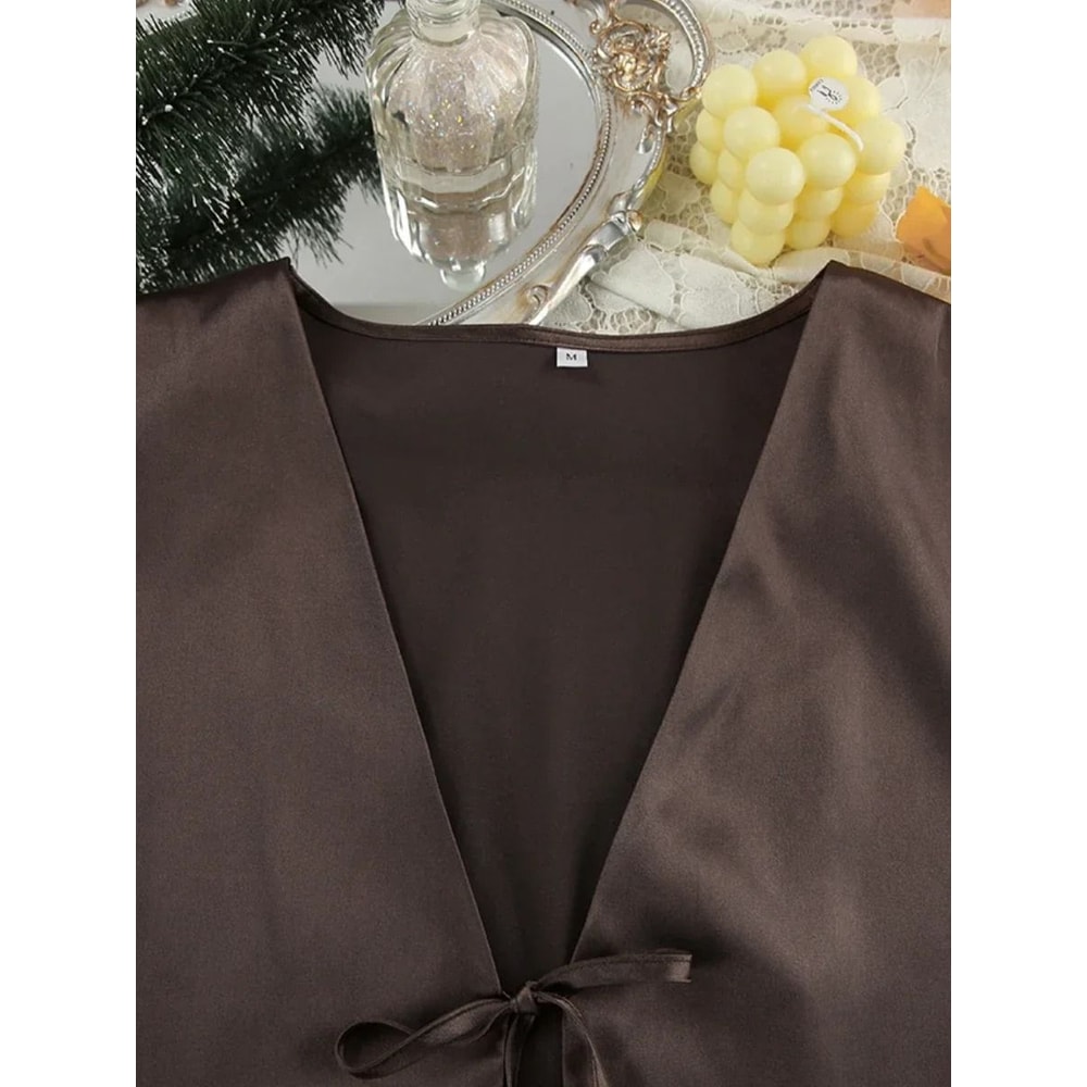 Blubelle SilkStyle Cardigan Pajama Set Loose Long Sleeve Home Clothing 4