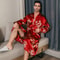 Mens Ice Silk LongSleeved Bathrobe Lightweight Spring Autumn Sleepwear 6