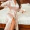 Long TieBelt Robe Elegant Solid Color Loose Sleepwear 2
