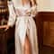 Long TieBelt Robe Elegant Solid Color Loose Sleepwear 4