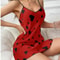 Elegant HeartPrint Satin Nightdress VNeck Slip Loungewear 11