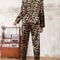 Leopard Print Satin Pajama Set Loose Long Sleeve Winter Sleepwear 1