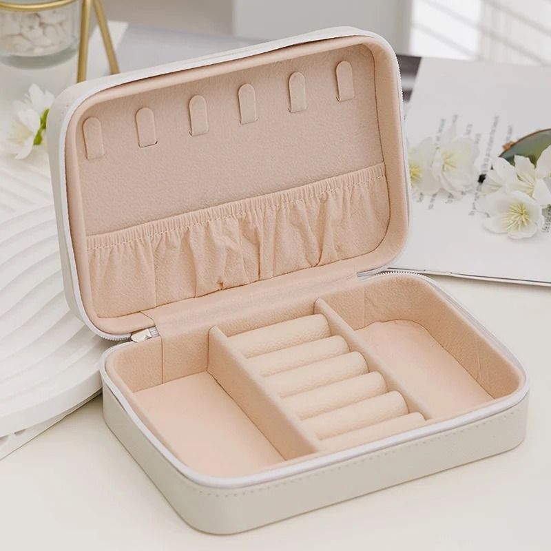 HeartShaped Travel Jewelry Box Portable Leather Zipper Organizer 9