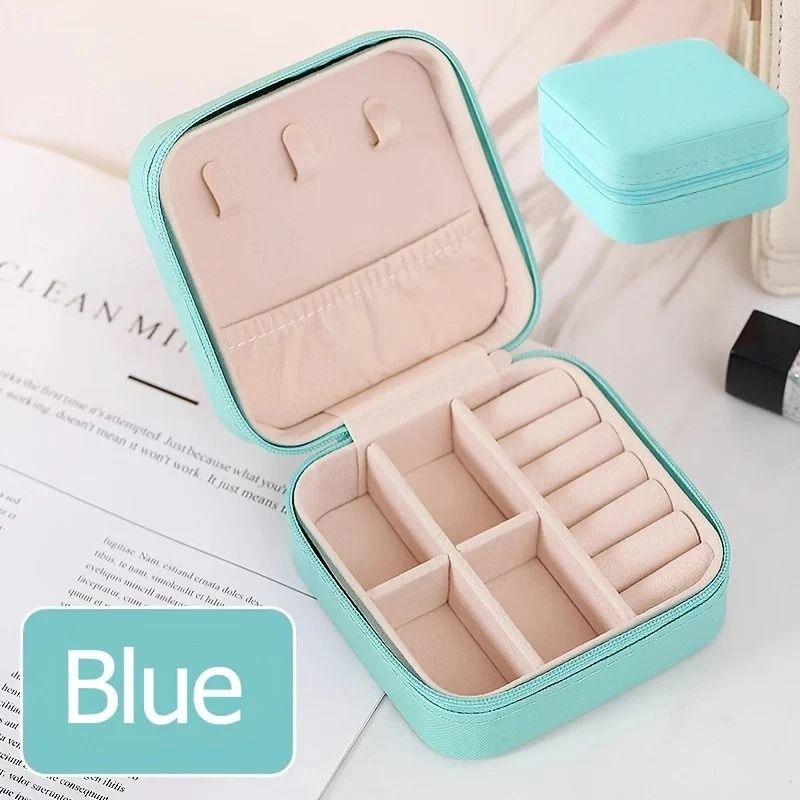 HeartShaped Travel Jewelry Box Portable Leather Zipper Organizer 12