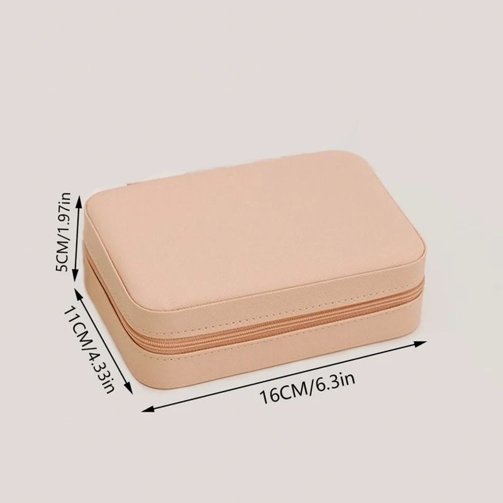 HeartShaped Travel Jewelry Box Portable Leather Zipper Organizer 5