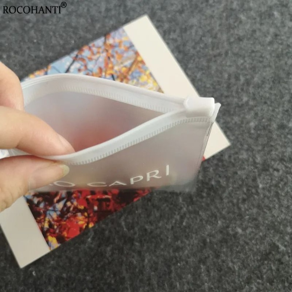 Custom Logo Frosted Zipper Jewelry Pouch Biodegradable Mini Gift Packaging 2