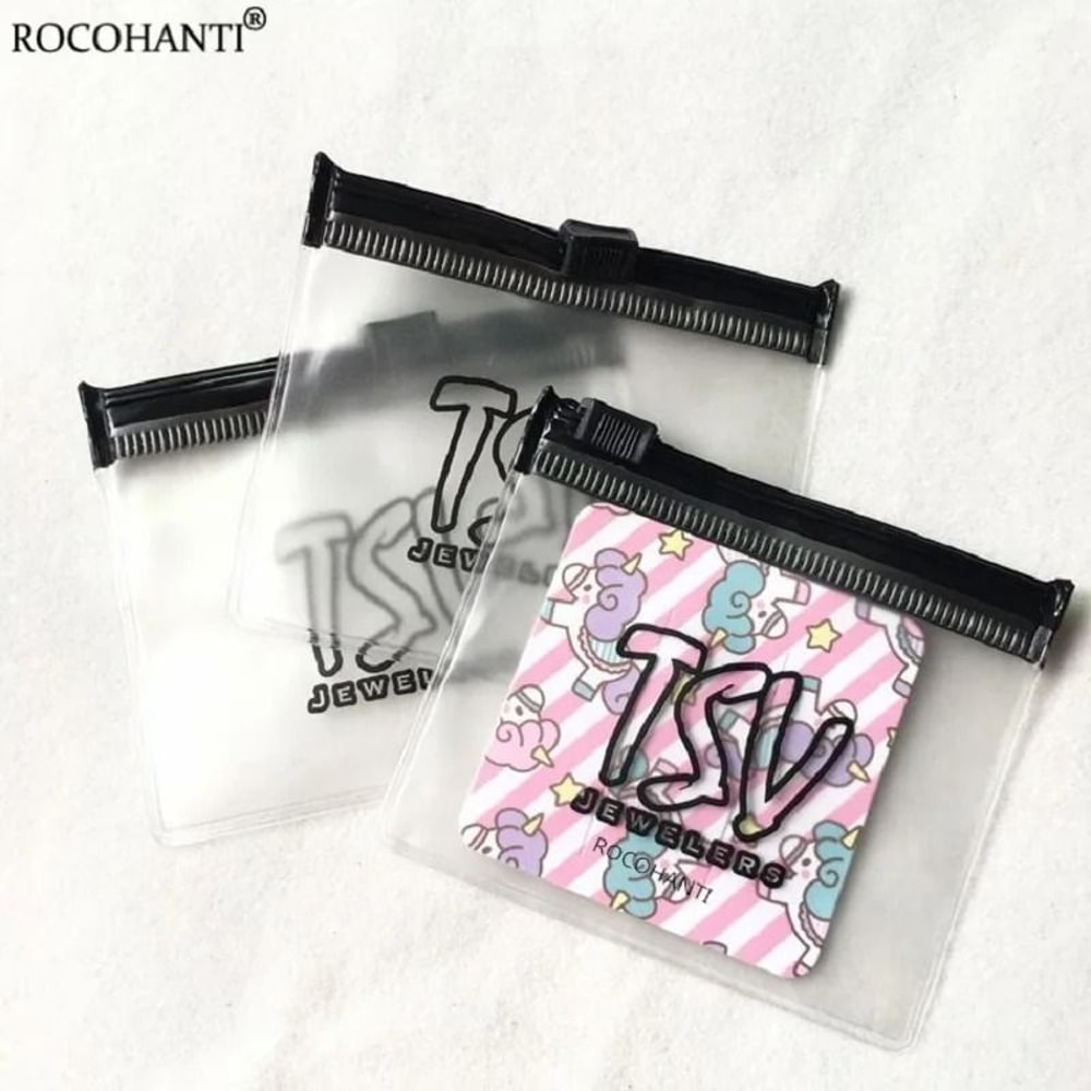 Custom Logo Frosted Zipper Jewelry Pouch Biodegradable Mini Gift Packaging 6