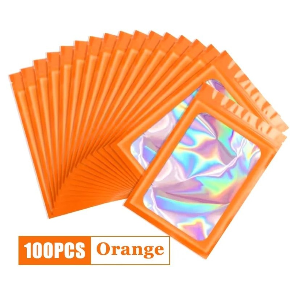 Holographic Iridescent Ziplock Bags Laser Finish Display Pouches 11