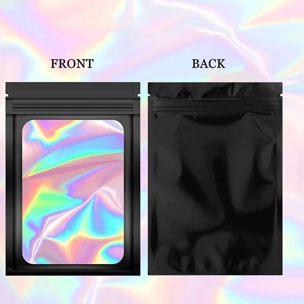 Holographic Iridescent Ziplock Bags Laser Finish Display Pouches 3