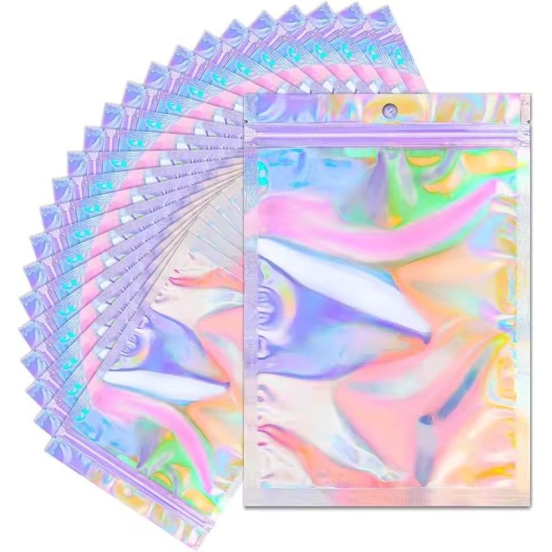 Holographic Resealable Deodorant Bags 20 Pcs Iridescent Pouches 0