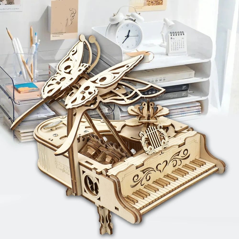 3D Wooden Puzzle Music Box DIY Piano Model Kit 3