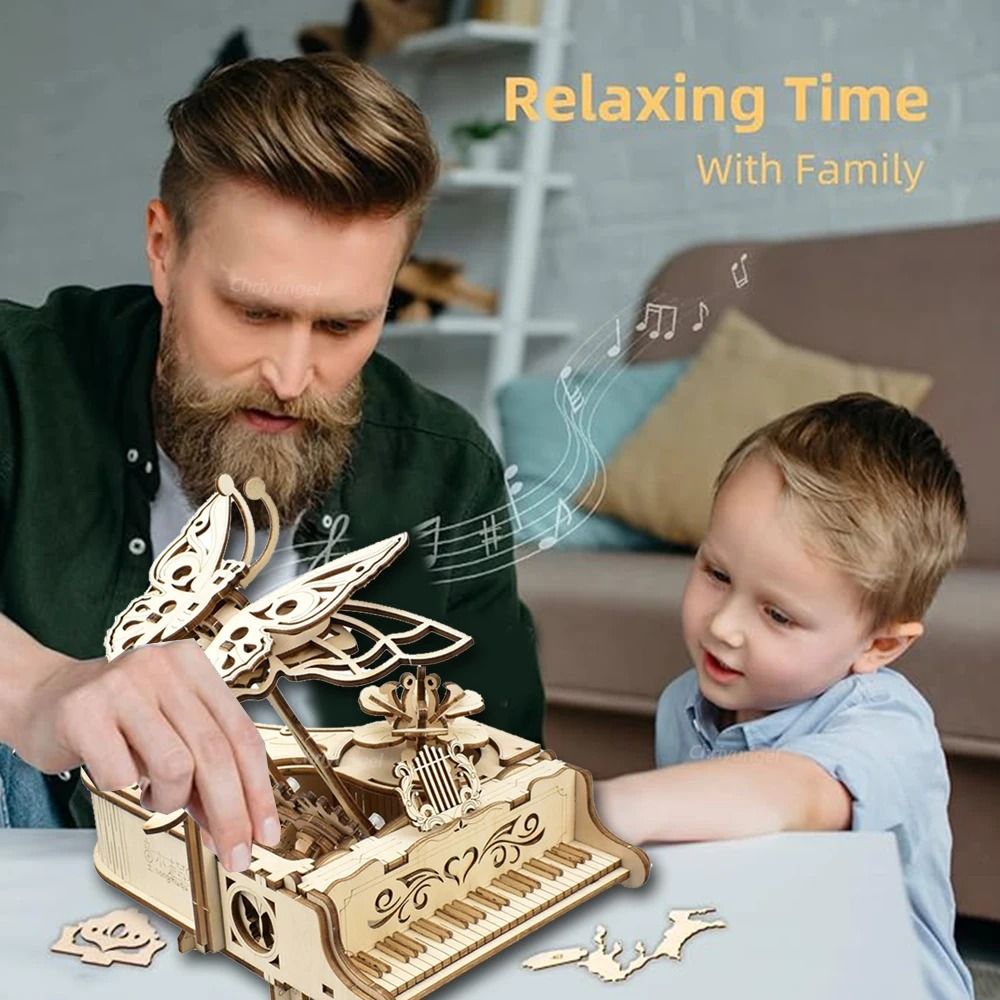 3D Wooden Puzzle Music Box DIY Piano Model Kit 4