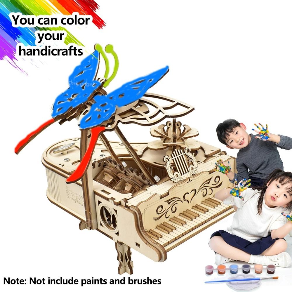 3D Wooden Puzzle Music Box DIY Piano Model Kit 5