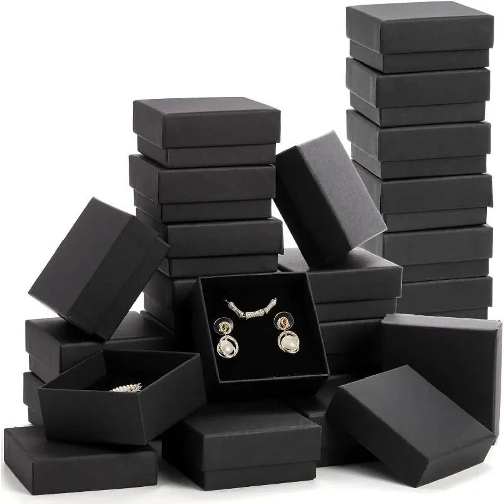 Black Kraft Jewelry Gift Boxes 32 Pcs Cardboard Packaging Set 0