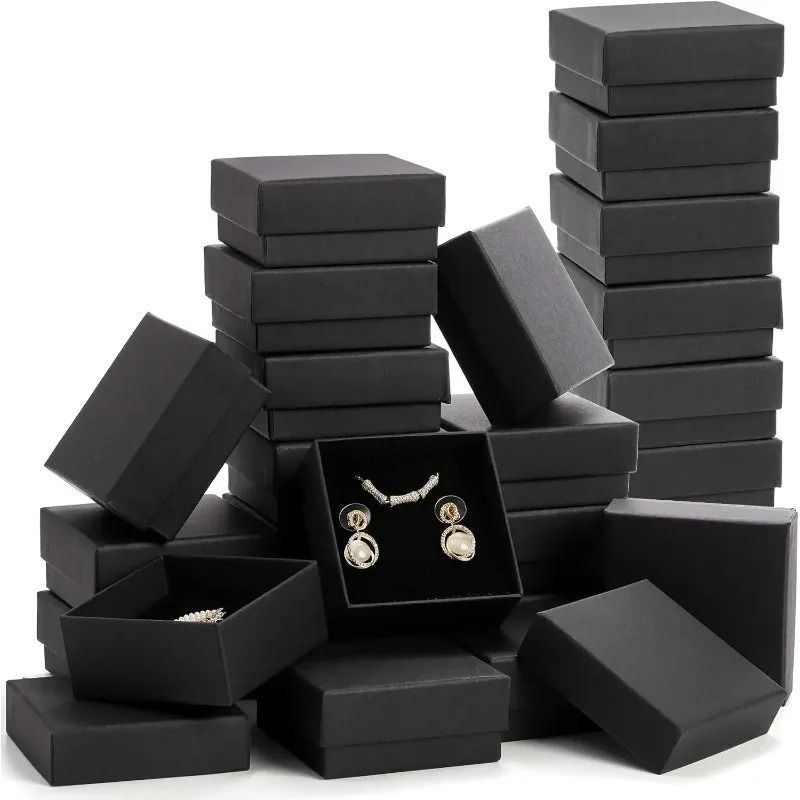 Black Kraft Jewelry Gift Boxes 32 Pcs Cardboard Packaging Set 0