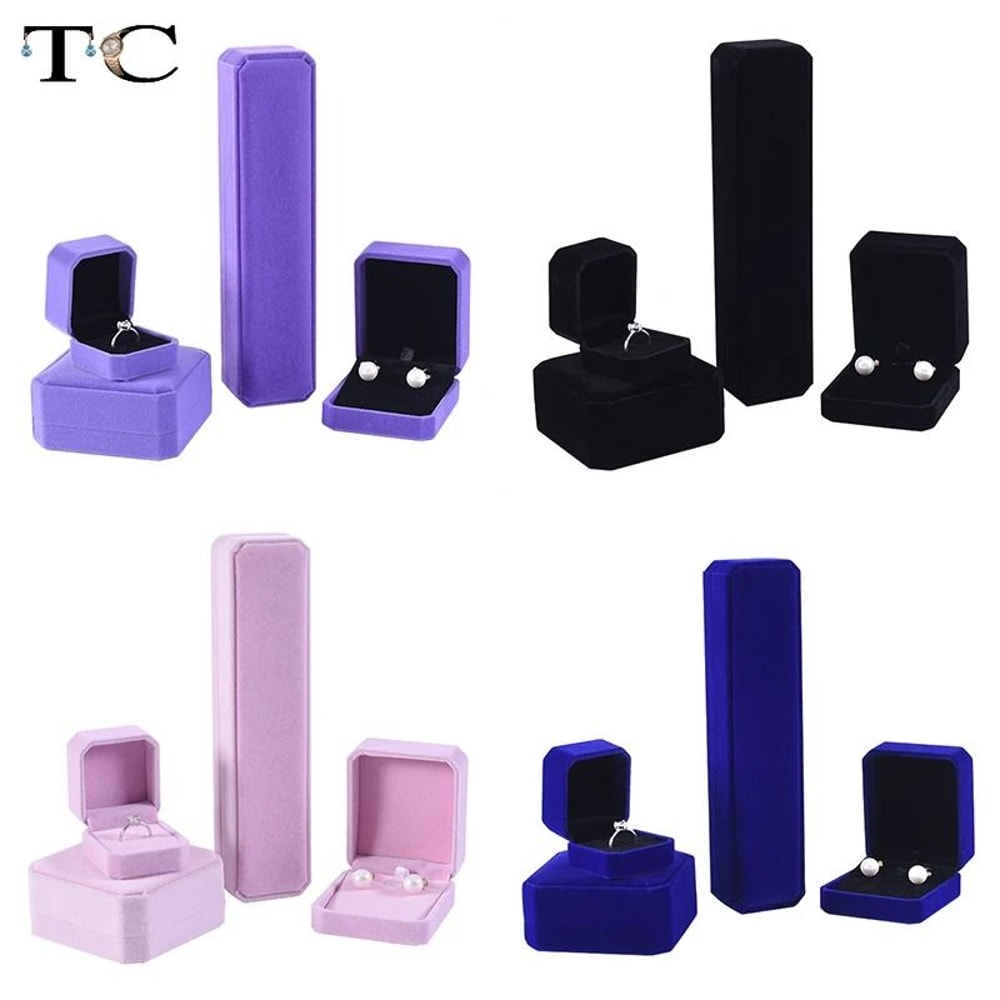 Premium Velvet Jewelry Box Elegant Ring Necklace Bracelet Organizer 0