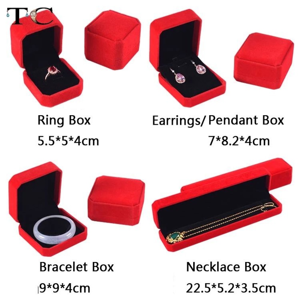 Premium Velvet Jewelry Box Elegant Ring Necklace Bracelet Organizer 2
