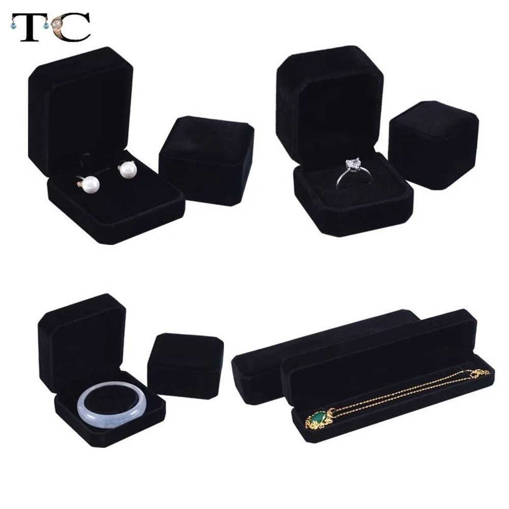 Premium Velvet Jewelry Box Elegant Ring Necklace Bracelet Organizer 3