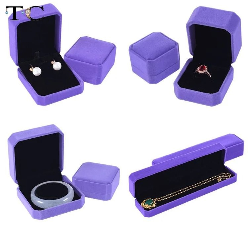 Premium Velvet Jewelry Box Elegant Ring Necklace Bracelet Organizer 5