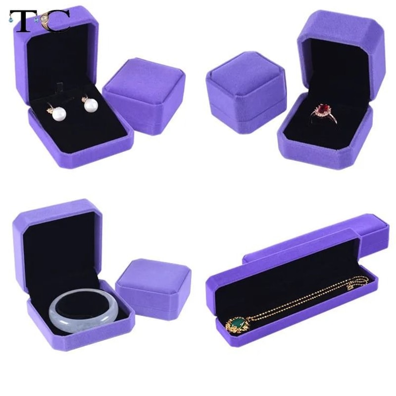 Premium Velvet Jewelry Box Elegant Ring Necklace Bracelet Organizer 5