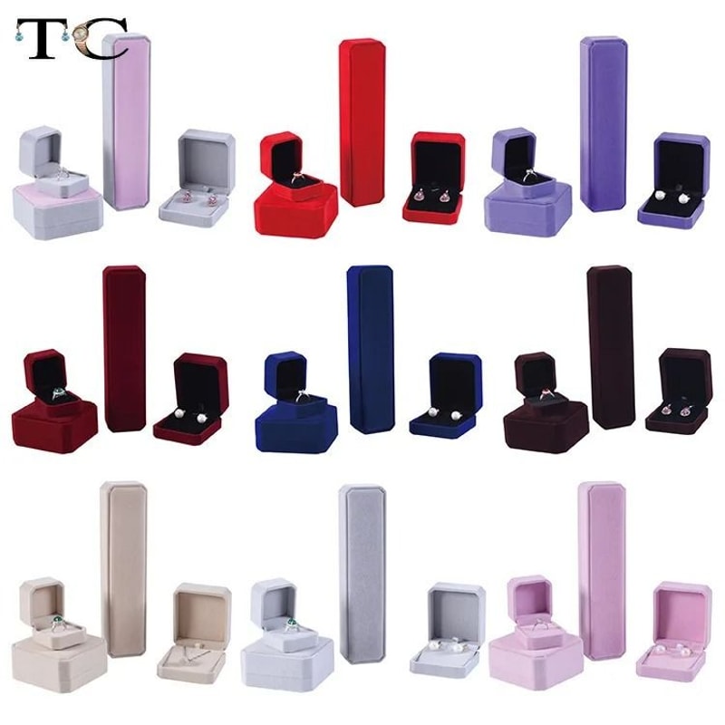 Premium Velvet Jewelry Box Elegant Ring Necklace Bracelet Organizer 6