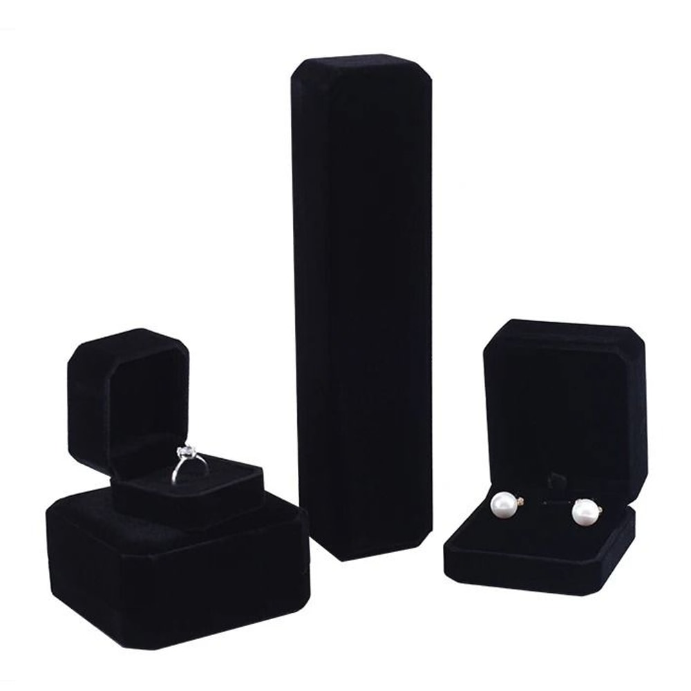 Premium Velvet Jewelry Box Elegant Ring Necklace Bracelet Organizer 11