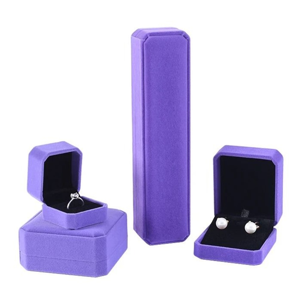 Premium Velvet Jewelry Box Elegant Ring Necklace Bracelet Organizer 15