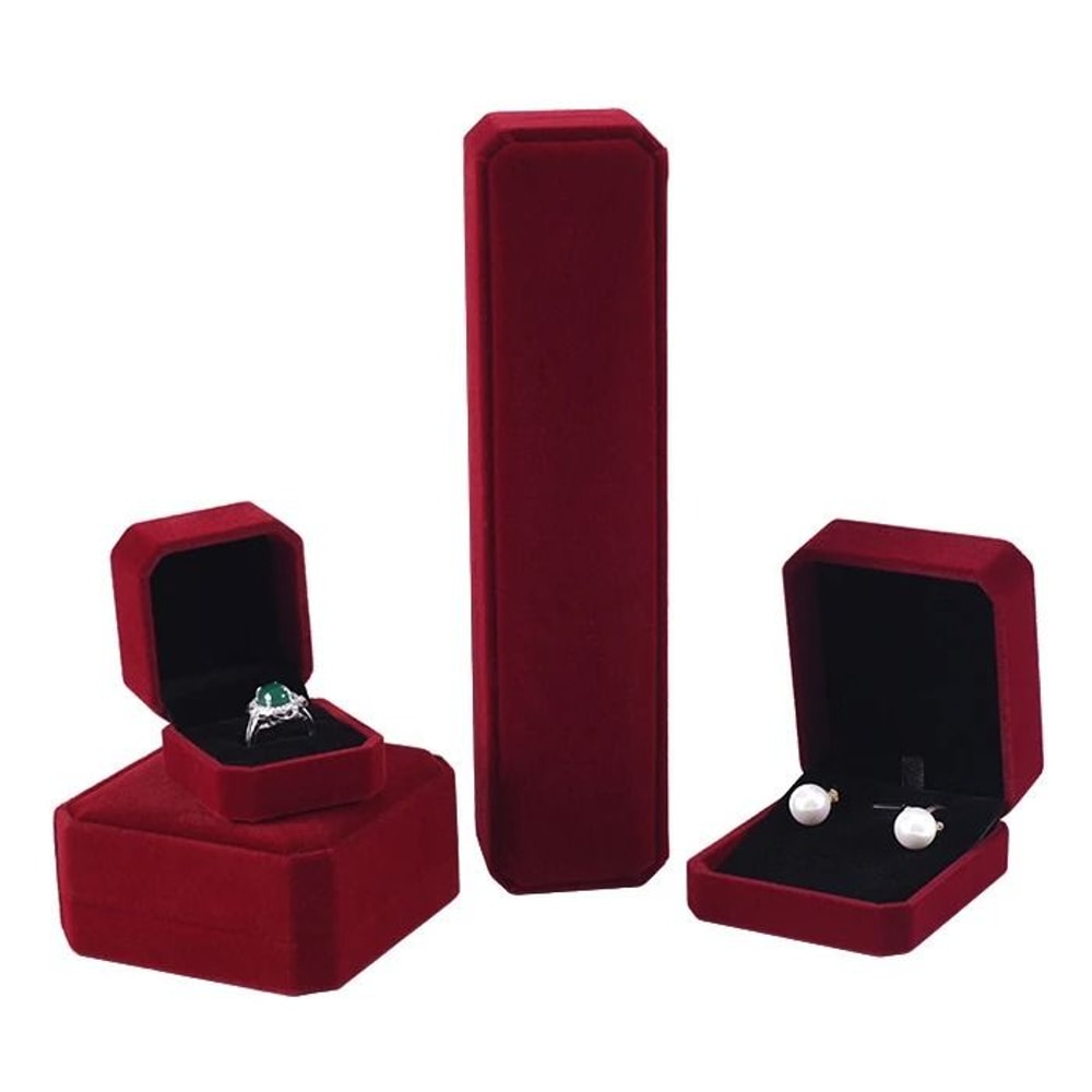 Premium Velvet Jewelry Box Elegant Ring Necklace Bracelet Organizer 16