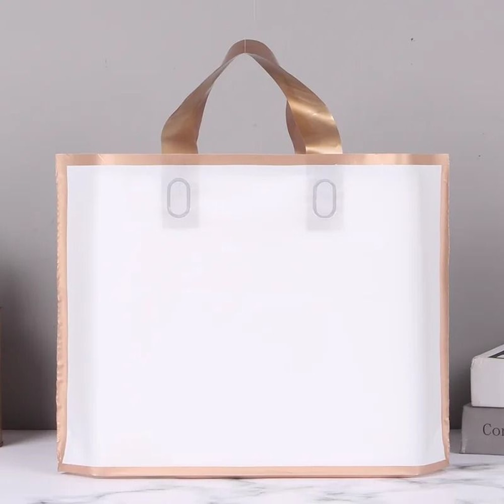 Customized Logo Tote Bags 50 Pcs Gold Edge Party Favor Shopping Bags 5