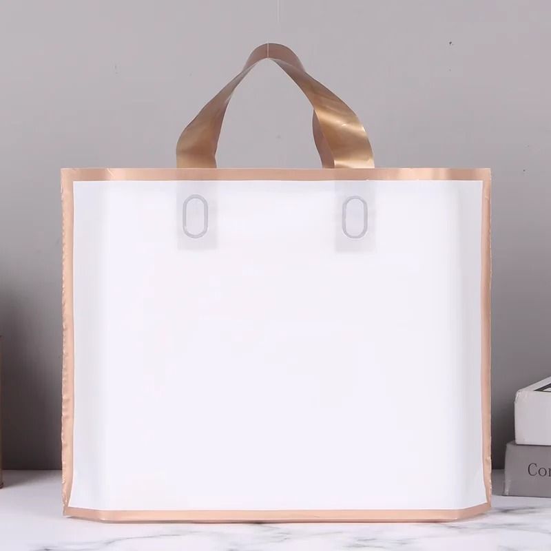 Customized Logo Tote Bags 50 Pcs Gold Edge Party Favor Shopping Bags 5
