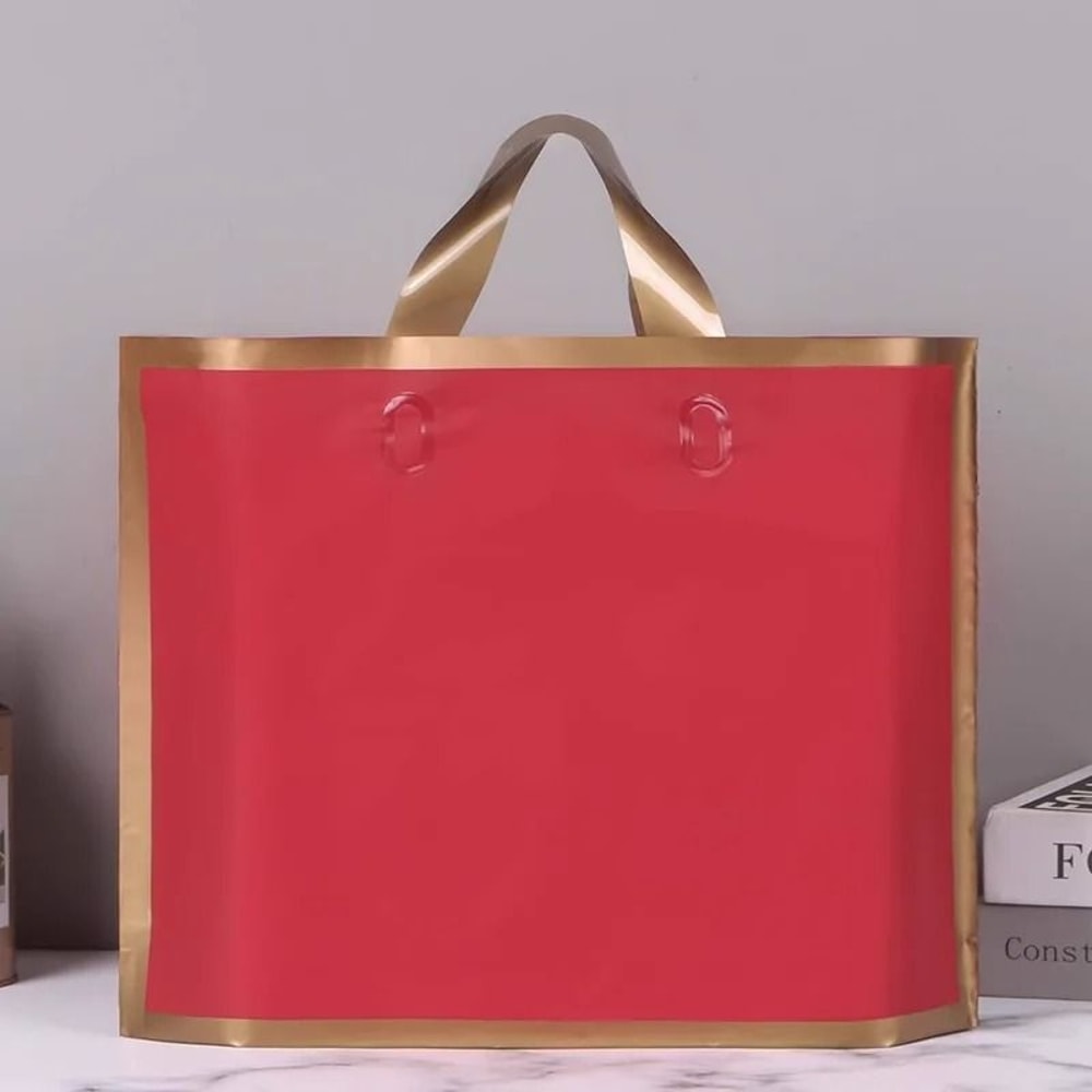 Customized Logo Tote Bags 50 Pcs Gold Edge Party Favor Shopping Bags 6